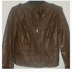 Brown Faux Leather Jacket